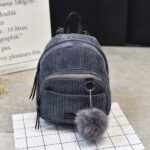 Sac à dos femme petit format velours côtelé - Gris - Sac à main Sac