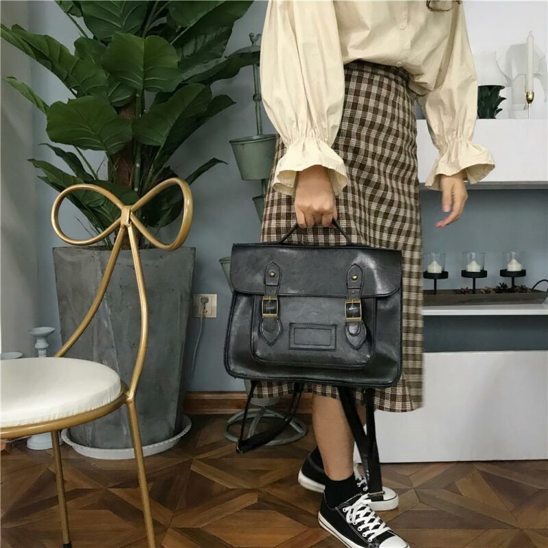 Sac à dos cartable vintage - Noir - Sac à dos Sac