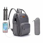 Sac à couche avec port USB et sac isotherme - Gris - Couche Sac à langer
