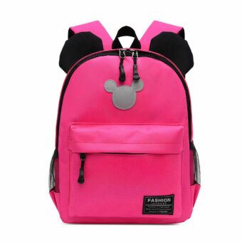 Sac à dos enfant coloré Mickey rose avec un fond blanc