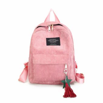 Sac à dos femme en velours cotelé - Rose - Sac à dos Sac