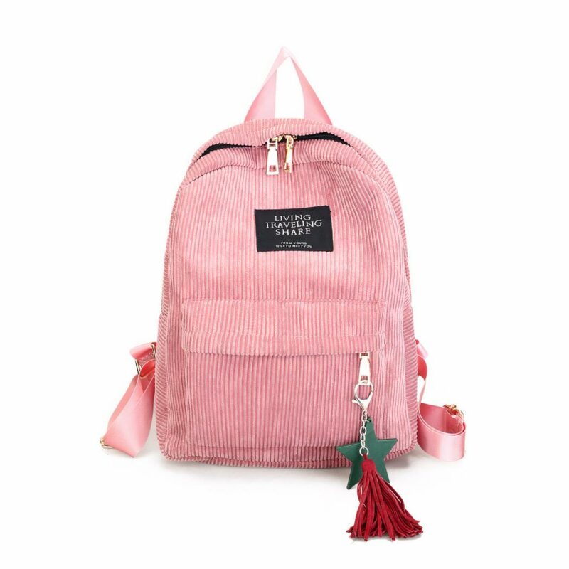 Sac à dos femme en velours cotelé - Rose - Sac à dos Sac