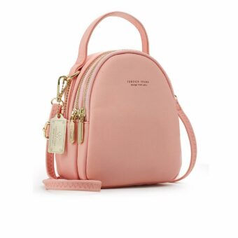 Sac à dos femme petit format multi-zip - Rose - Sac à main Sac bandoulière