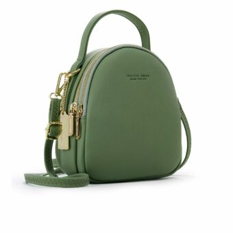 Sac à dos femme petit format multi-zip - Vert - Sac à main Sac à dos