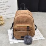 Sac à dos femme petit format velours côtelé - Marron - Sac à dos Sac à dos scolaire
