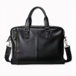 Cartable homme porte-documents en cuir noir - Mallette Sac à main