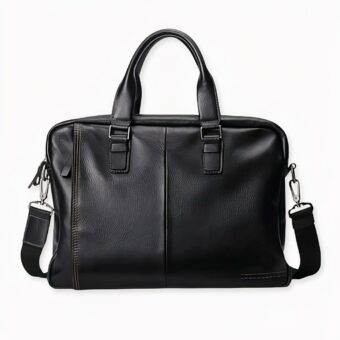 Cartable homme porte-documents en cuir noir - Mallette Sac à main