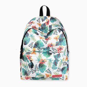 Un sac à dos motif tropicaux imprimé de motifs à feuilles tropicales. Un sac d'école ou de voyage avec des bretelles ajustables pour s'adapter aux enfants et aux plus grands.