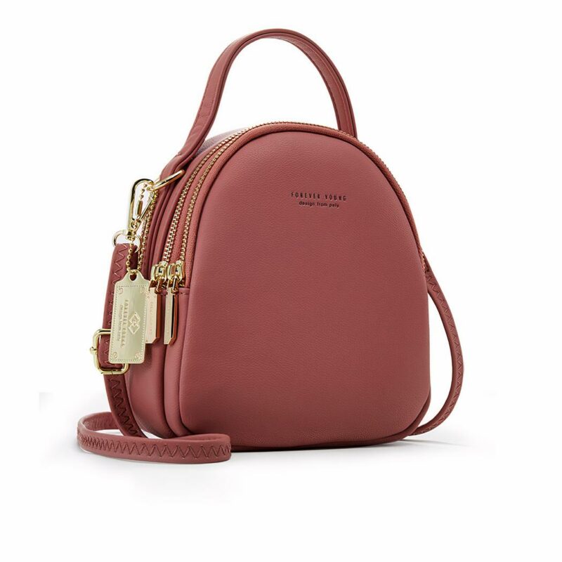 Sac à dos femme petit format multi-zip - Rose foncé - Sac à dos Sac à dos