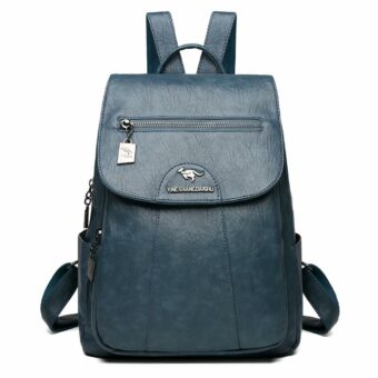 Sac à dos femme citadin en cuir - Bleu - Sac à dos Sac à dos en cuir pour femmes