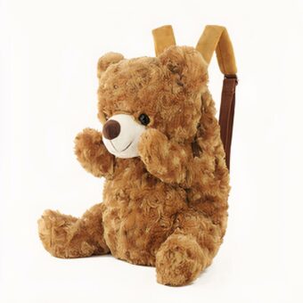 Sac à dos enfant peluche ourson marron avec un fond blanc
