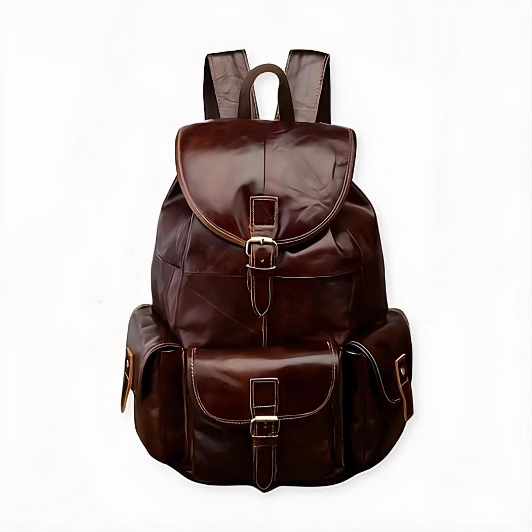 Borsa Vintage Grande In Finta Pelle Marrone Con Tasche Multiple, Stile Y2K