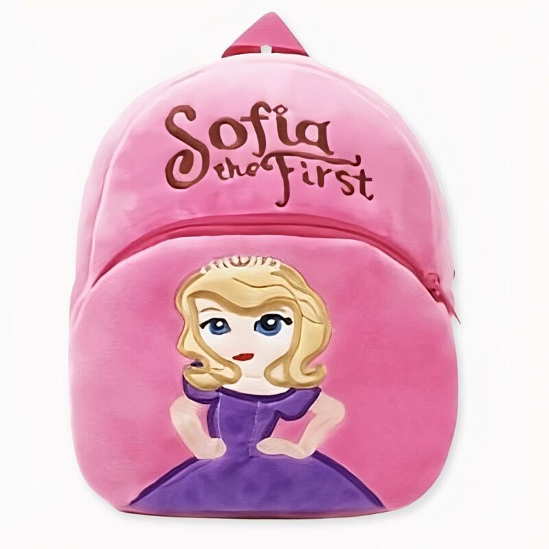 Sac à dos peluche Princesse Sofia, bonne qualité et très tendance. couleur rose avec motif princesse sofia.