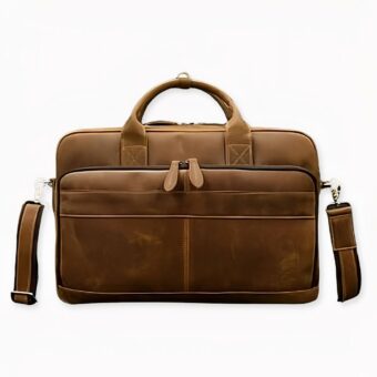 Sac cartable homme style Vintage - Beige - Sac d'ordinateur portable Cuir