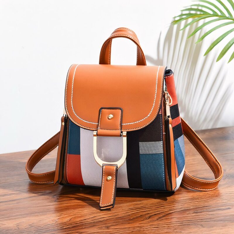 Sac à dos vintage multicolore - Marron - Sac à main Sac à main pour femmes
