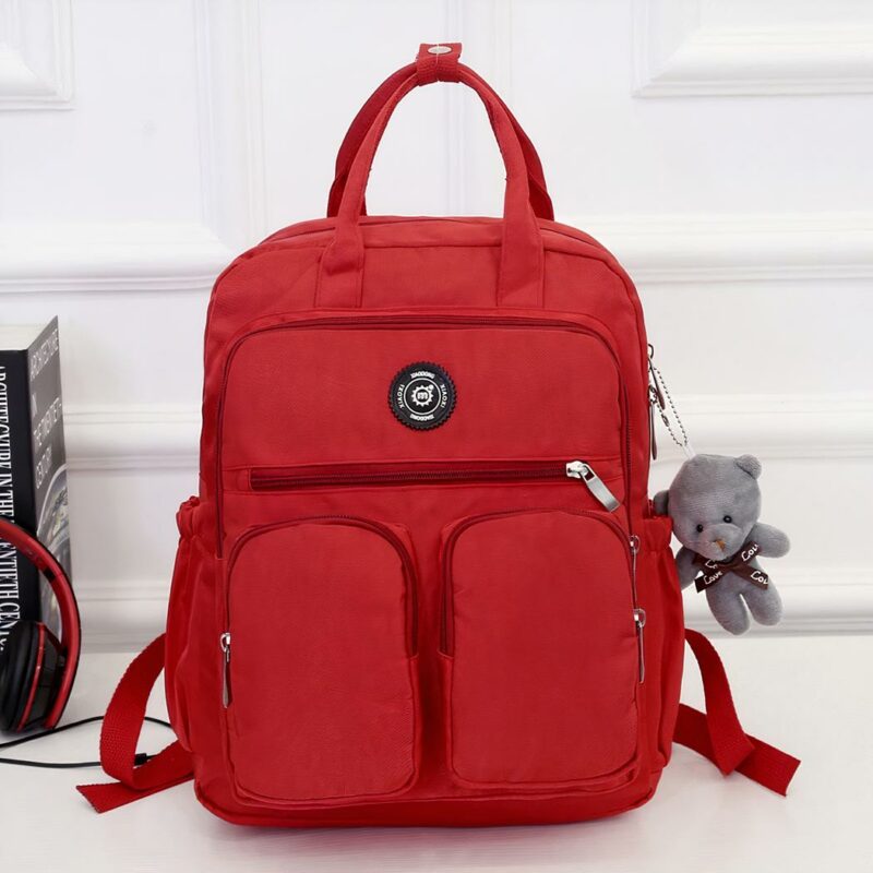 Sac à dos femme en nylon - Rouge - Sac à dos Sac à dos scolaire