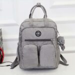 Sac à dos femme en nylon - Gris - Sac à dos scolaire Sac à dos