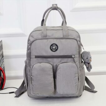 Sac à dos femme en nylon - Gris - Sac à dos scolaire Sac à dos