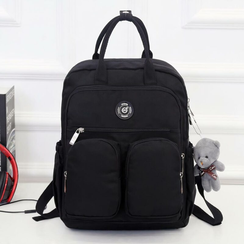 Sac à dos femme en nylon - Noir - Sac à dos scolaire Sac à dos