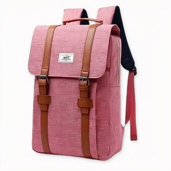 Sac à dos en tissu style vintage - Rose - Sac à dos scolaire Sac à dos pour ordinateur portable