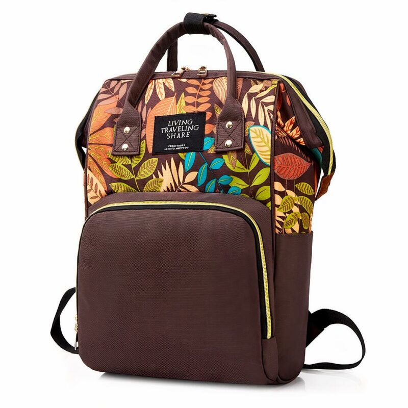 Sac à dos bébé motif floral - Marron - Couche Sac à langer