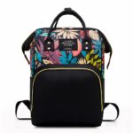Sac à dos bébé motif floral - Noir - Couche Sac à langer