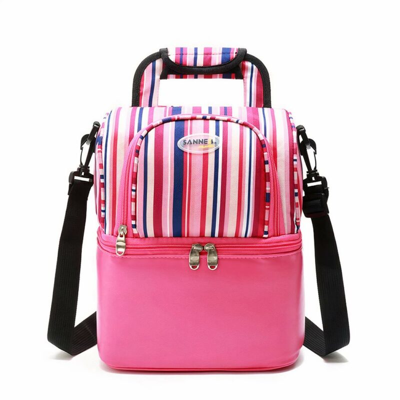 Sac à bandoulière isotherme double couche - Rose - Sac Boîte à déjeuner