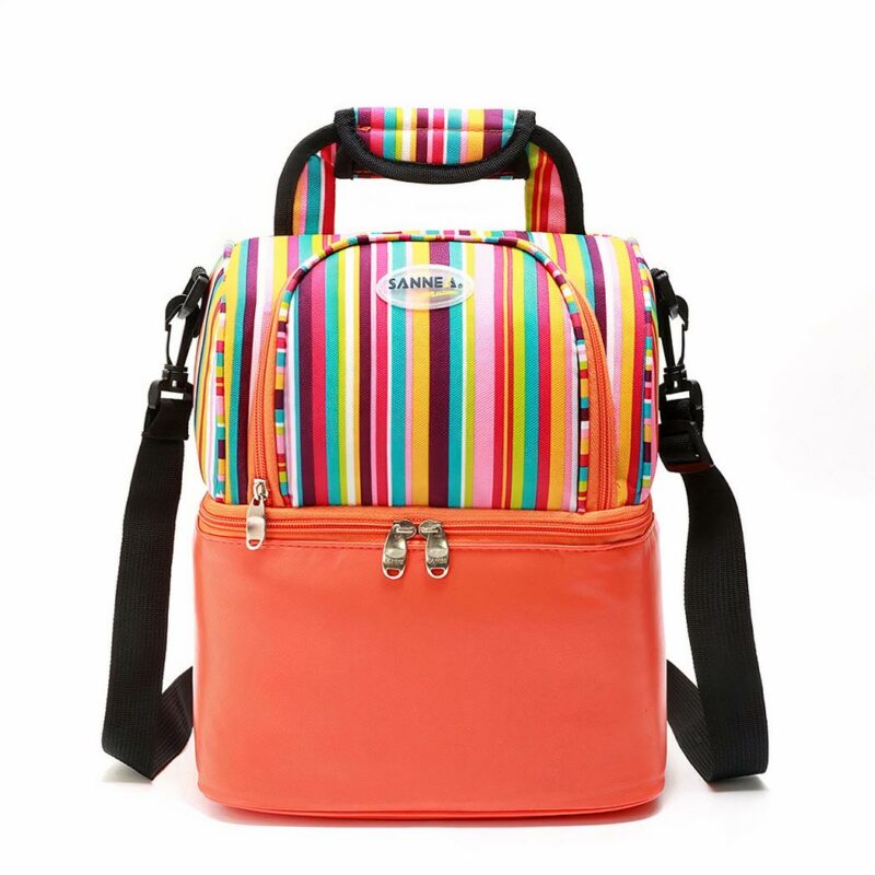 Sac à bandoulière isotherme double couche - Orange - Boîte à déjeuner Sac