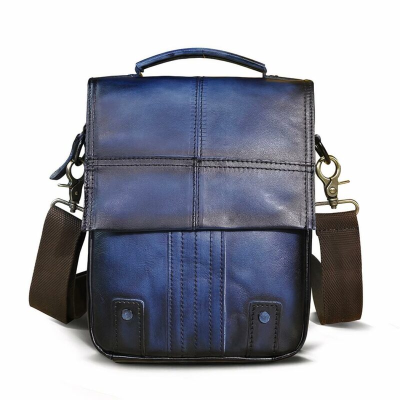 Sac à dos bandoulière en cuir - Bleu - sac de messager Sac à main