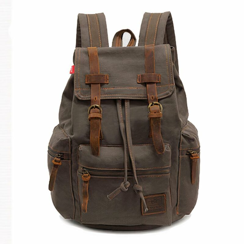Sac à dos en toile pour homme - Kaki - Sac à dos Sac à dos pour ordinateur portable