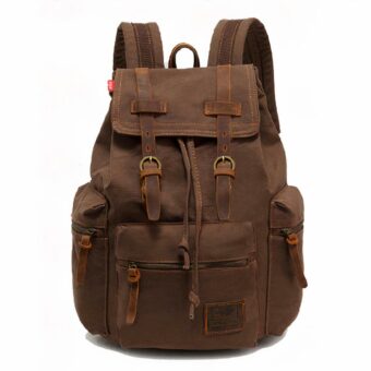 Sac à dos en toile pour homme - Marron foncé - Sac à dos Sac à dos pour ordinateur portable