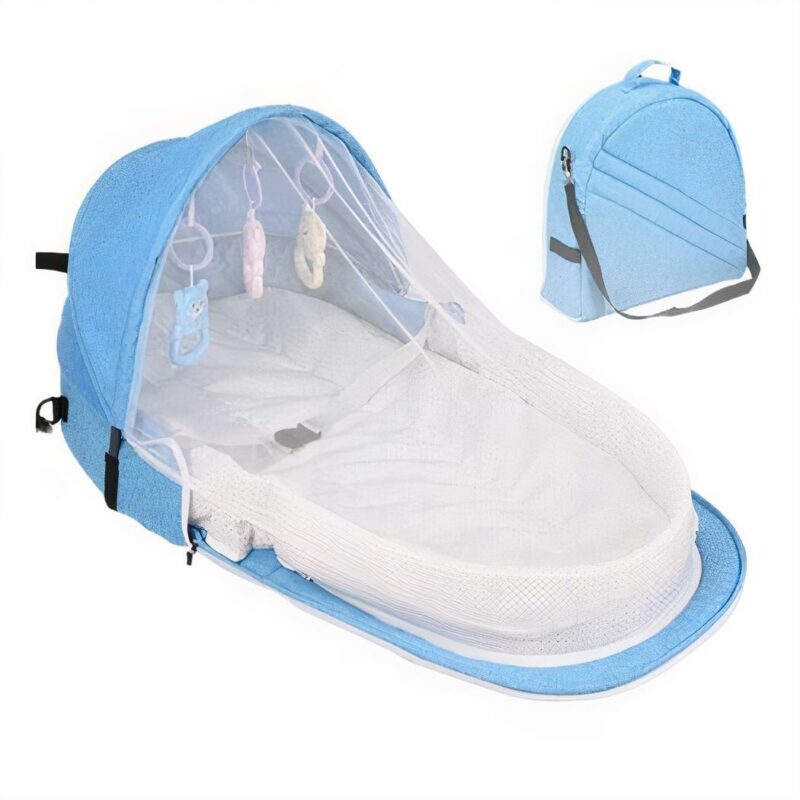 Sac berceau portable pour bébé - Bleu - Les moustiques Moustiquaire