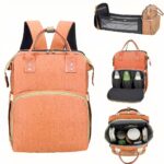 Sac à couches avec lit pliable pour bébé - Orange - sac de messager Sac à main
