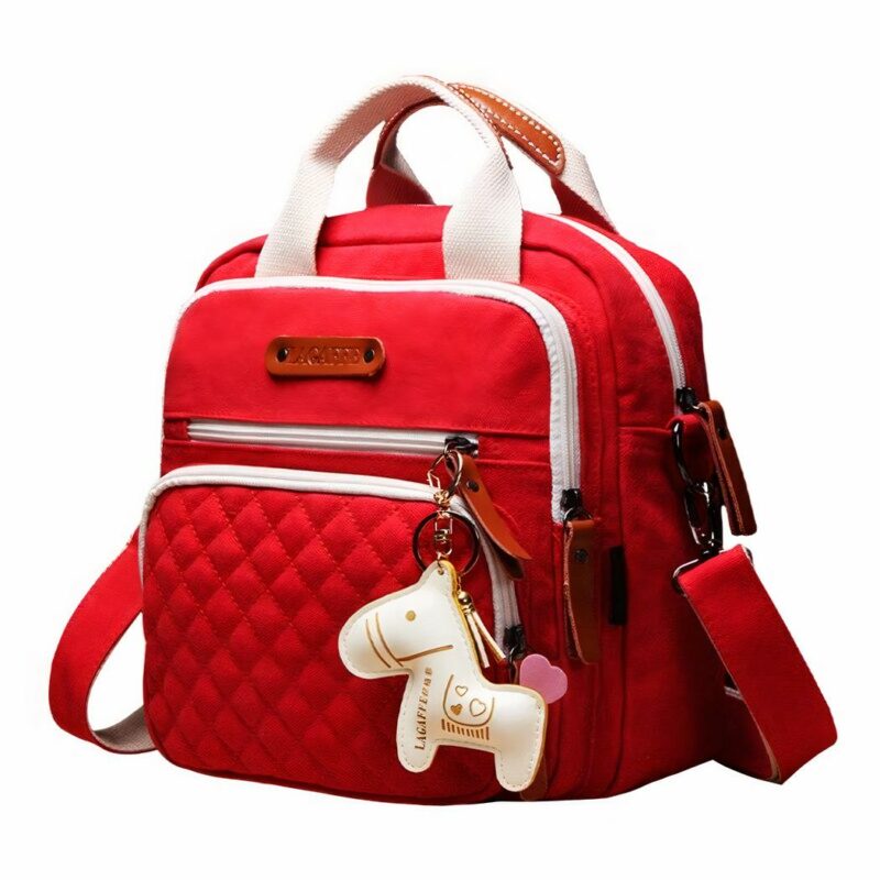 Sac à couches en toile pour maman - Rouge - Couche Sac à langer