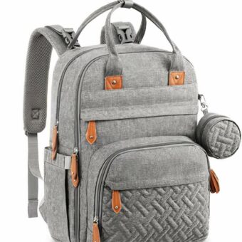 Sac à langer multifonction et étanche - Gris - Couche Sac à langer pour bébé Sac à dos BabbleRoo Nappy Sac à dos à langer Sacs à langer avec matelas à langer et porte-tétine pour maman et papa