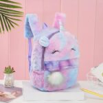 Sac à dos licorne en peluche pour fille - Sac à dos scolaire Animal en peluche
