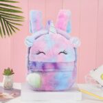 Sac à dos licorne en peluche pour fille - Violet - Sac à dos scolaire Sac à dos