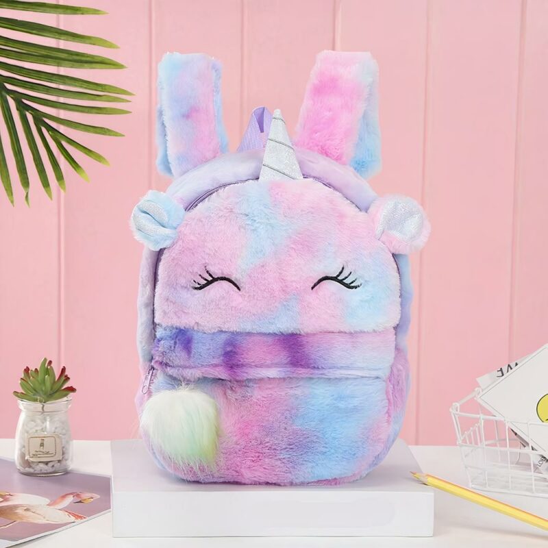 Sac à dos licorne en peluche pour fille - Violet - Sac à dos scolaire Sac à dos