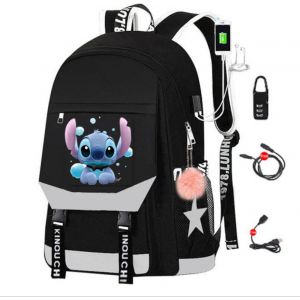 Sac à dos Stitch avec chargeur USB - Gris - T-shirt Sac à dos scolaire