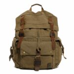 Sac à dos vintage en toile - Vert militaire - Sac à dos de randonnée Sac à dos