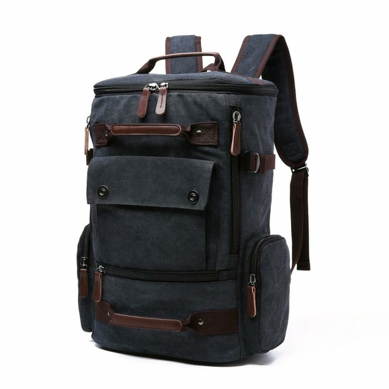 Sac à dos vintage grande capacité - Noir - Sac à dos scolaire Sac à dos pour ordinateur portable