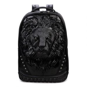 Sac à dos tête de lion en relief 3D - Noir - Sac à dos Sac à dos scolaire