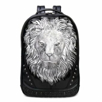 Sac à dos tête de lion en relief 3D - Argent - Sac à dos Sac à dos pour ordinateur portable