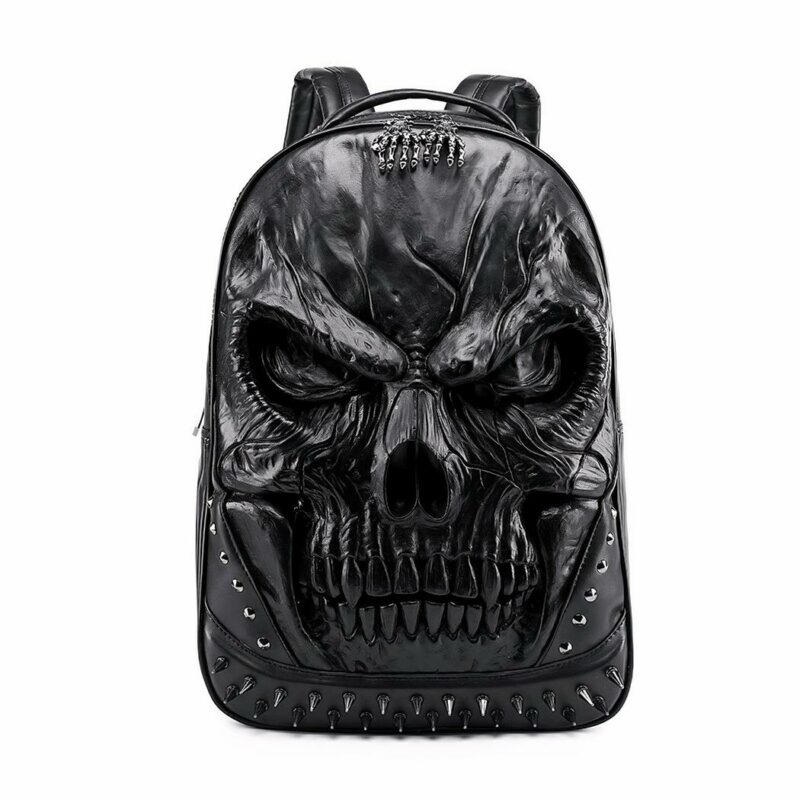 Sac à dos en cuir épais motif crâne - Noir - Sac à dos Sac à dos pour ordinateur portable