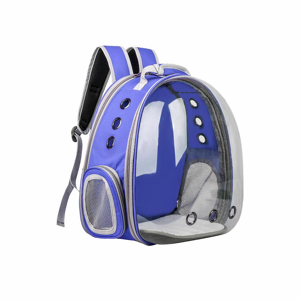 Sac à Dos De Transport Pour Chat - Extensible, Respirant, Bleu Et Gris