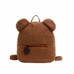 Sac à dos d'école en molleton pour enfant - Marron - Sac à dos ours en peluche