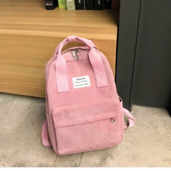Sac à dos ordinateur femme en velours côtelé - Rose - Sac à dos scolaire Sac à dos