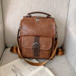 Petit sac à dos vintage en simili cuir - Camel - Sac à main Cuir
