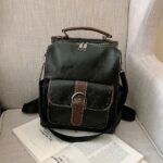 Petit sac à dos vintage en simili cuir - Noir - Sac à main Cuir