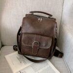 Petit sac à dos vintage en simili cuir - Marron - Sac à main Cuir